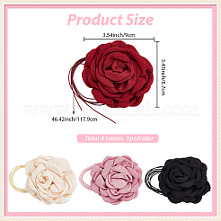 4 шт. 4-цветный полиэстеровый 3D цветочный ошейник-чокер для женщин&nbsp;NJEW-SP0001-13