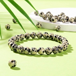 100шт 8мм бусина из натуральной далматинской яшмы круглая&nbsp;DIY-LS0002-37