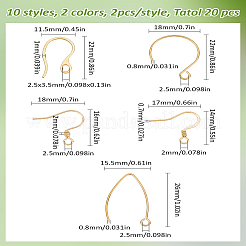 20 шт. 10 стиля крючков для сережек из нержавеющей стали 304&nbsp;STAS-LP0001-55