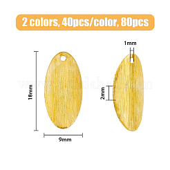 80 шт. 2-цветная латунная пустая бирка плоская овальная срезная подвеска&nbsp;KK-FH0005-27