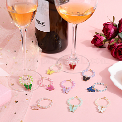 Подвески для бокалов с бабочкой и эмалью из сплава&nbsp;AJEW-SC00017