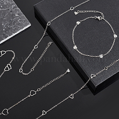 6 шт. 6 стиля браслетов на ногу из нержавеющей стали 304 с цепочкой&nbsp;AJEW-UN0001-12