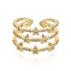 Латунные кольца из манжеты с прозрачным цирконием&nbsp;X-RJEW-S044-084-NF