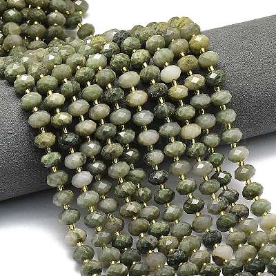 Нити бусин из натурального зеленого кроличьего меха и рутилированного кварца&nbsp;G-P573-A58-01-1