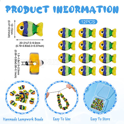 12шт ручной работы бусины лэмпворк&nbsp;LAMP-TA0001-74D-1