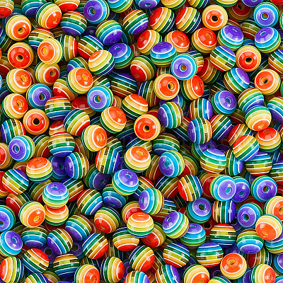 500 шт. Прозрачные бусины из смолы в полоску&nbsp;RESI-PA0001-10-1