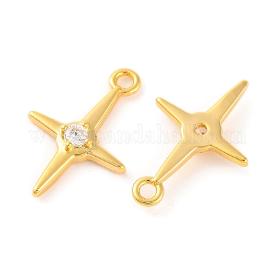 Латунные микропаве прозрачные подвески с фианитом KK-U017-10D-G-1