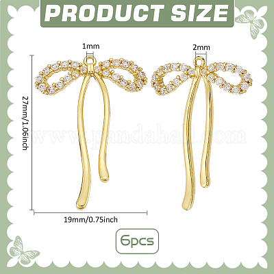 6шт латунные подвески со стразами&nbsp;KK-BC0014-26G-1