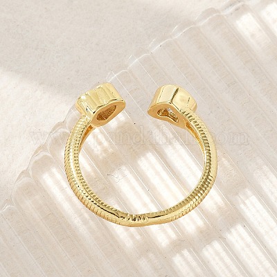 Открытые манжеты из латуни с микропаве и прозрачным цирконием для женщин&nbsp;LS-RJEW-M026-01G-02-1