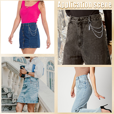 2 шт. 2 стиля сплава 3 слоя цепи ремень с кисточками для брюк&nbsp;AJEW-GF0011-95-1