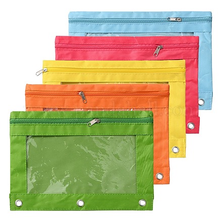 5 шт. двухцветная ткань Оксфорд с футлярами для ручек из сплава для папки-регистратора на 5 кольцах AJEW-CP0007-99B-1