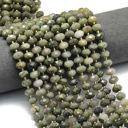 Нити бусин из натурального зеленого кроличьего меха и рутилированного кварца&nbsp;G-P573-A58-01-1