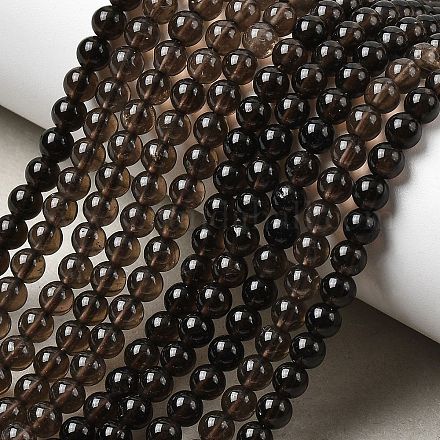 Природные дымчатый кварц бисер пряди круглые&nbsp;G-E329-4mm-38-1