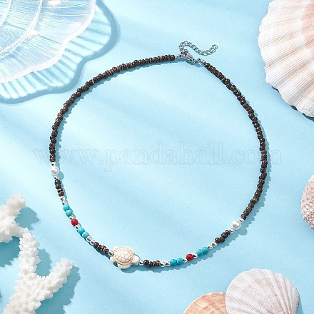 Летние пляжные бусины из синтетической бирюзы и натурального кокоса NJEW-JN05208-02-1