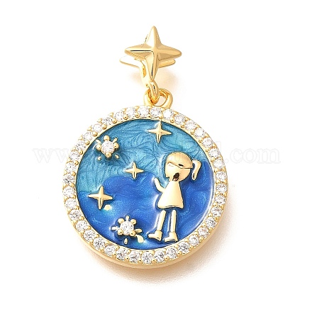 Латунные подвески с микропаве из прозрачного кубического циркония KK-R212-13G-05-1