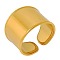 Stylish 304 Stainless Steel Wide Cuff Ring for Women, Simple and Versatile, Golden, 15mm, Inner Diameter: 17mm