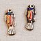 Handmade Porcelain Big Pendants, Fancy Antique Glazed Porcelain, Fish, 66x24x11mm, Hole: 5mm