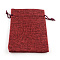 Burlap Packing Pouches Drawstring Bags, Dark Red, 20x15cm