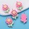 Resin Pendants, Sunflower, with Platinum Tone Loop, Hot Pink, 32x20mm