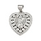 Brass Micro Pave Cubic Zirconia Pendants, Cadmium Free & Lead Free, Religion, Heart, Platinum, 20.5x18x2.5mm, Hole: 4.5x3.5mm