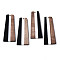 Resin & Walnut Wood Pendants, Trapezoid, Black, 49x19x3mm, Hole: 2mm
