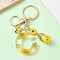 Resin & Alloy Enamel Keychain, with Alloy Clasp and Iron Rings, Letter C, 6cm, Pendant: 20~45mm