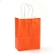 Pure Color Kraft Paper Bags, Gift Bags, Shopping Bags, with Paper Twine Handles, Rectangle, Dark Orange, 15x11x6cm