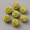 Polymer Clay Rhinestone Beads, Pave Disco Ball Beads, Round, Light Topaz, 10mm, Hole: 1.8mm