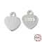 925 Sterling Silver Chain Extender Drop, Chain Tabs, Heart Charms, with S925 Stamp, Silver, 6.7x5.5x0.5mm, Hole: 0.9mm, about 87pcs/10g