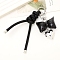 Imitation Leather Keychain, Bowknot Strap Bag Hanging Accessories, Heart, Black, 150mm