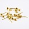 Brass Ball Post Ear Studs, Stud Earring Findings, with Loop, Golden, 15x4mm, Hole: 1mm