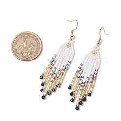 Серьги-кисточки из бисера из нержавеющей стали 304&nbsp;EJEW-MZ00432-03