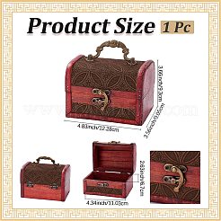 Вырезанная полая 1шт винтажная деревянная шкатулка для украшений&nbsp;AJEW-CL0001-12A