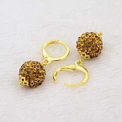 Оборванных серьги круглые горный хрусталь мяч смолы&nbsp;LS-EJEW-J080-17G