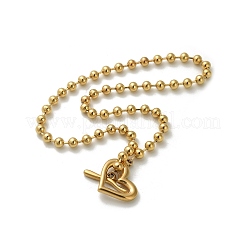 304 нержавеющая сталь ot сердце кулон шариковая цепочка ожерелья для женщин&nbsp;NJEW-C088-05G