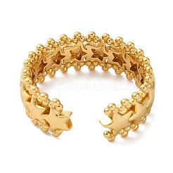 Стойка металлизированная звезда латунь открытые манжеты кольца для женщин&nbsp;RJEW-S242-03G