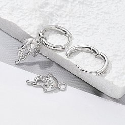 Серьги-кольца из латуни с прозрачным фианитом&nbsp;EJEW-Q014-04P