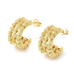 Плетеные серьги-гвоздики из латуни в форме буквы С&nbsp;EJEW-P333-01G