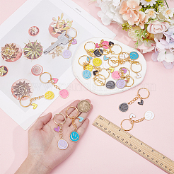 18 шт. 6-цветные эмалевые брелки с подвесками&nbsp;KEYC-HY00016