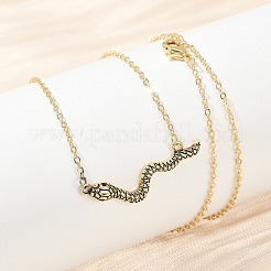 Ожерелья с подвеской в виде змеи из латуни с черными кубическими цирконами&nbsp;NJEW-D320-02ASG