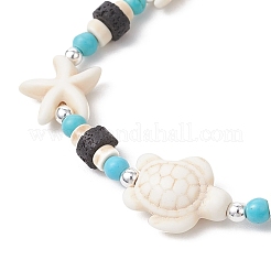 Синтетические бирюзовые бусины плетеные браслеты для мужчин и женщин&nbsp;BJEW-JB11993-01