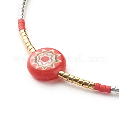 Хрустальный подсолнух ручной работы миллефиори стеклянные бусины браслеты для девочек и женщин&nbsp;BJEW-JB06750