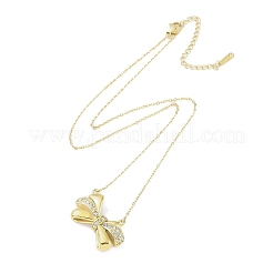 304 нержавеющая сталь кристалл горный хрусталь кабель цепь бант подвеска ожерелье для женщин&nbsp;NJEW-C055-09G