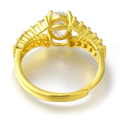 Овальные латунные кольца с покрытием из стойки с прозрачным цирконием и микро-паве для женщин&nbsp;RJEW-H232-06P