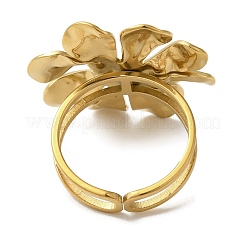 Ионное покрытие(ip) 304 нержавеющая сталь цветок открытые манжеты кольца для женщин&nbsp;RJEW-Z053-11G