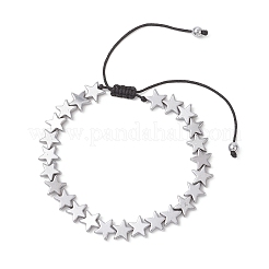 Браслеты из плетеных бусин из немагнитного синтетического гематита в форме звезды для женщин и мужчин&nbsp;BJEW-JB13301