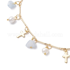 3 шт. 3 стиля браслетов на ногу с натуральным аквамарином&nbsp;AJEW-AN00716