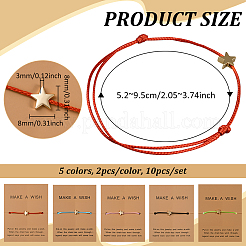 10шт 5-х цветные регулируемые браслеты из вощеного шнура&nbsp;BJEW-GO0002-11