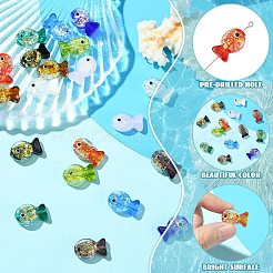 20 шт. 10-х цветные бусины-рыбки из фольги ручной работы&nbsp;FOIL-CJ0001-13