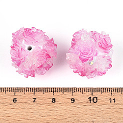 Бусины из полимерной глины со стразами и рельефными смоляными розами&nbsp;RESI-T059-04H